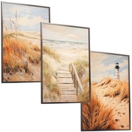 30x40 SET RÁMOVÉ OBRAZY PLAGÁTY RÁM PLÁŽ PAMPAS TRÁVA BOHO PRÍRODA