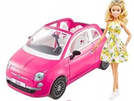 Bábika Barbie GXR57 Fiat 500 Auto Car ružová pre bábiky CONVERTIBLE Mattel