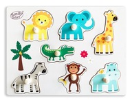 SMILY PLAY Drevené puzzle zoo puzzle kocky Montessori