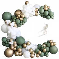 BALÓNOVÁ GARLANDA oblúk BALÓNY BIELE ZELENÉ ZLATÉ Svadobné Krstiny Svadobné