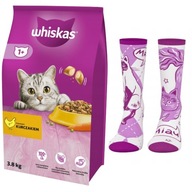 Suché krmivo pre mačky Whiskas karbonátky, kuracie mäso 3,8 kg + ponožky zdarma.