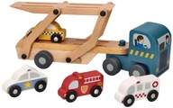 DREVENÝ TRUCK TRUCK 4 AUTÁ ZÁCHRANNÉ VOZIDLÁ ADAM TOYS