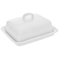 Nádoba na maslo BUTTER DISH keramická biela nádoba na maslo s vrchnákom