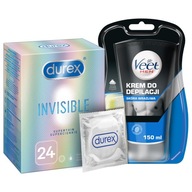 VEET MEN+DUREX Invisible 24 tenkých kondómov