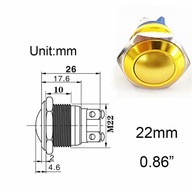 Žltý štýl Tlačidlo 22 mm (0,86 palca) mm Kovová str