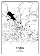 Mapa čiernobiely plagát Rybnik 30x40cm