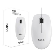 Logitech B100 USB káblová myš biela