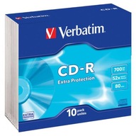 VERBATIM CD-R, 700 MB, 52X RÝCHLOSŤ, 10 ks.