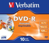 DVD-R Verbatim 4,7 GB X16 na tlač (10 puzdier na šperky)