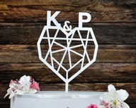 Svadobný topper TŚB-8-Initials Wedding Wedding White