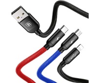 Kábel 3v1 Baseus USB - microUSB USB-C Lightning 3A kábel 1,2 m čierny