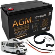 AGM BATTERY CAMPER UPS FOTOVOLTAIKA 12V 100AH ​​+ 2x KÁBLE 30cm