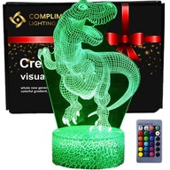 3D USB LED nočná lampa + diaľkové ovládanie Dinosaur T-Rex