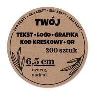 Nálepky Text LOGO štítky - x200 kusov - Fi65 - EKO KRAFT - 6,5 cm