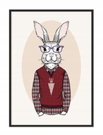 OBRAZOVÝ PLAGÁT V RÁME 33x43 cm Hipster Rabbit P1897