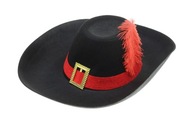 Mušketiersky klobúk Pus in Boots, čierny