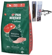 Pan Mięsko HYPOALLERGENICKÉ suché krmivo pre psov s bylinkami Hovädzí králik 9kg