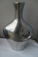 Keramická strieborná váza - lesklá