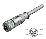 Zástrčka rovná zásuvka M12 4-pin kábel 10m 43-10023