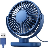 USB ventilátor Tichý mini stolný ventilátor chladiaci TOPK K62C modrý