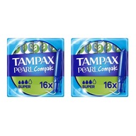 Tampóny Tampax Compak Pearl Super s aplikátorom 2 x 16 kusov