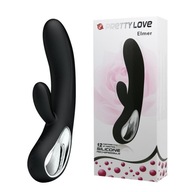 PRETTY LOVE - ELMER, čierny USB vibrátor, 12 funkcií