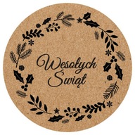 Vianočné nálepky MERRY CHRISTMAS veľké okrúhle 5cm 200ks Eco Kraft