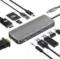 HUB USB-C HDMI 4k VGA PD 100W LAN Gigabit USB JACK