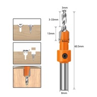 Sada vrtákov v striebornom štýle 3 mm x 8 mm (1ks).