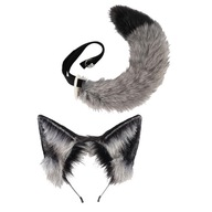 Cosplay kostýmová súprava Fox Ears Tail sivá A