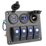 SPÍNAČ 12V 24V 2x USB ZAPAĽOVAČ CIGARET SPÍNAČE VOLTMETER