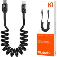 MCDODO USB-C BLESKOVÝ ŠPIRÁLOVÝ PRUŽINOVÝ KÁBEL RÝCHLY PRE IPHONE LED 2M