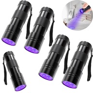 5x UV ŽIAROVKA 12LED ULTRAVIOLETOVÁ JANTAROVÁ LAMPA DETEKTOR 395 NM + BATÉRIA