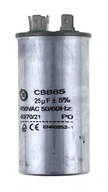 Štartovací kondenzátor motora 25uF/450VAC CBB65 kovové puzdro 50mm