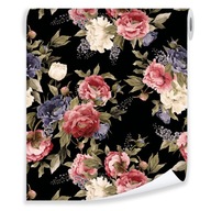 Tapeta FLOWERS PEONIES 3D čierne tapety