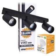 Bodové stropné svietidlo podlhovasté čierne 3xGU10 + 3x LED žiarovka 10W 890-910lm