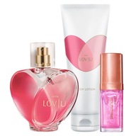 Kozmetická sada AVON LOV U Voda + balzam + SHIMMERING PETAL olej na pery