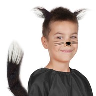 CAT KITTY EARS TAIL SET ČIERNA A BIELA ​​4 ks