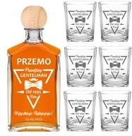 GRAVÁOVANÁ KARAFA SO 6 GRAVÍROVANÝMI POHÁROM NA WHISKY