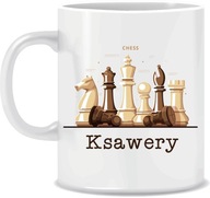 ŠACHOVÝ vejárový hrnček CHESS s menom + kartónová škatuľka