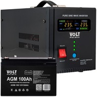 NÚDZOVÝ NAPÁJACÍ ZDROJ UPS CONVERTER SINUS 1000E VOLT POĽSKÁ BATÉRIA 100AH