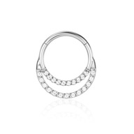 PIERCING Náušnica Double Circle Clicker so zirkónmi Daith Septum 1,2/8