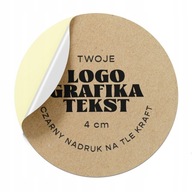 Nálepky Nápis Logo Grafika 4 cm Eco Kraft 50 ks Personalizované okrúhle