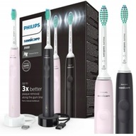 SADA 2x PHILIPS SONICARE SONICKÁ KEFKA ZUBNÁ PRE DVOCH RUŽOVÁ ČIERNA