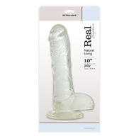 VEĽKÝ HRUBÝ DILDO SO SEMENNÍKMI NA PRÍSAVKE, 25 CM