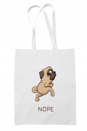 Ekologická ECO Cotton Shopper Bag Pes Mops Biela