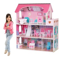 Veľký drevený DOLLHOUSE XXL 3 POSCHOD + nábytok