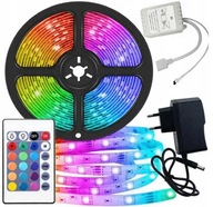 LED PÁS RGB 300 LED SMD 5m + DIAĽKOVÉ OVLÁDANIE + PSU