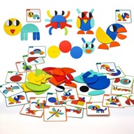 WOOPIE GREEN Drevené montessori puzzle 40 vzorov