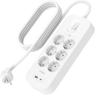 Belkin - prepäťová ochrana 650J, USB-C PD / USB-A / 6x AC EU Schuko